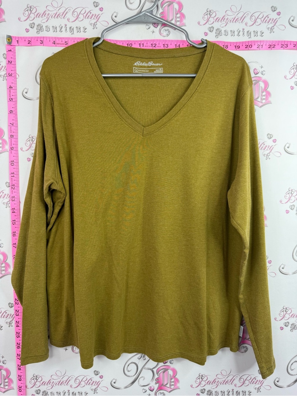 Eddie Bauer shirt long sleeve cotton V-Neck Long Sleeve Top